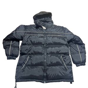 Authentic Urban Life Black Hooded Down Puffer Jacket Mens Outwear Ski Coat XL